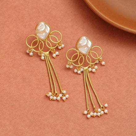 Spiral Gemstone Gold Plated Earrings