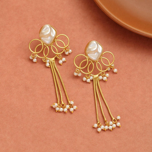 Spiral Gemstone Gold Plated Earrings