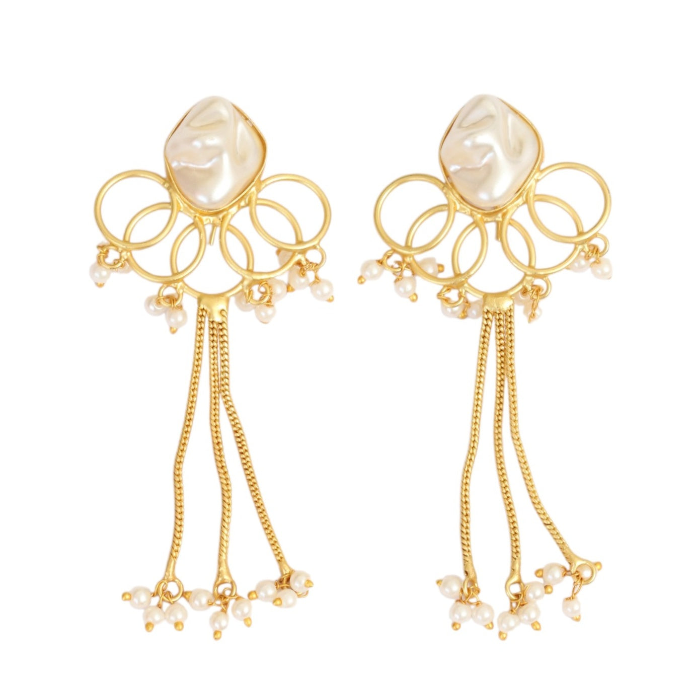 Spiral Gemstone Gold Plated Earrings