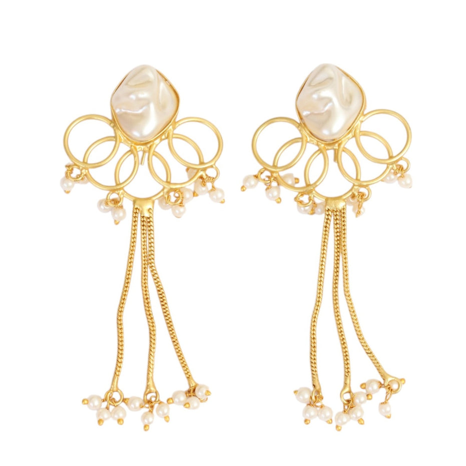 Spiral Gemstone Gold Plated Earrings