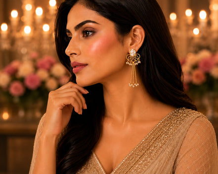 Spiral Gemstone Gold Plated Earrings