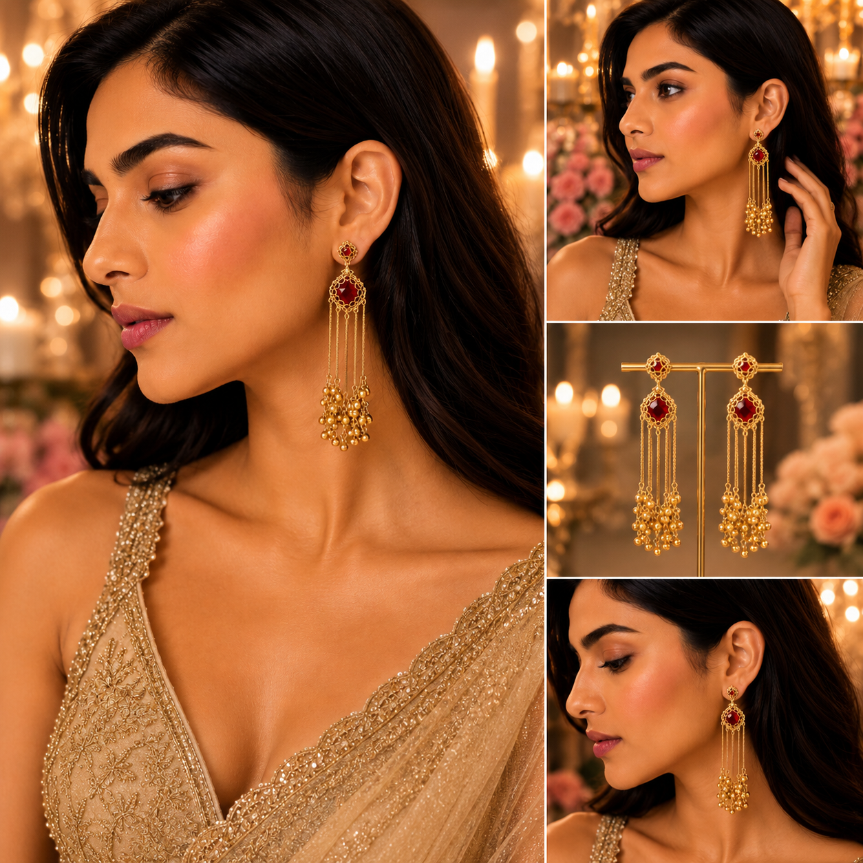 Luxury Cascading Gold Plated Earrings