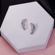 Adorned Curved Rhodium Plated Ear Cuffs