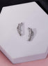 Adorned Curved Rhodium Plated Ear Cuffs
