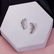 Adorned Curved Rhodium Plated Ear Cuffs