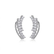 Adorned Curved Rhodium Plated Ear Cuffs