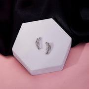 Adorned Curved Rhodium Plated Ear Cuffs