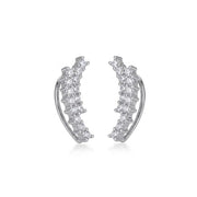 Adorned Curved Rhodium Plated Ear Cuffs