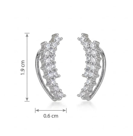 Adorned Curved Rhodium Plated Ear Cuffs