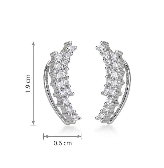 Adorned Curved Rhodium Plated Ear Cuffs