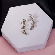 Mehendi Plated Curved Crystal Ear Cuffs