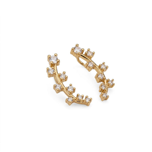Mehendi Plated Curved Crystal Ear Cuffs