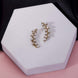 Mehendi Plated Leaf Design Crystal Ear Cuffs