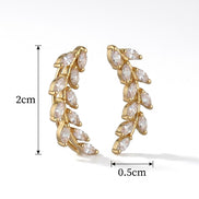 Mehendi Plated Leaf Design Crystal Ear Cuffs