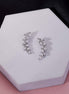 Rhodium Plated Leaf Design Crystal Ear Cuffs
