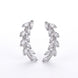 Rhodium Plated Leaf Design Crystal Ear Cuffs