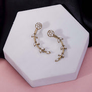 Mehendi Plated Floral Vine Crystal Ear Cuffs