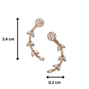 Mehendi Plated Floral Vine Crystal Ear Cuffs