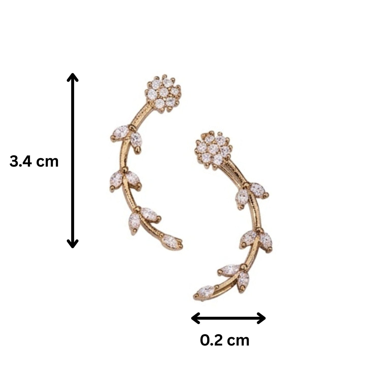 Mehendi Plated Floral Vine Crystal Ear Cuffs