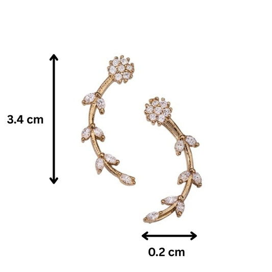 Mehendi Plated Floral Vine Crystal Ear Cuffs