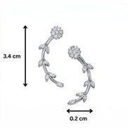 Rhodium Plated Floral Vine Crystal Ear Cuffs