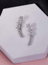 Rhodium Plated Curved Crystal Ear Cuffs
