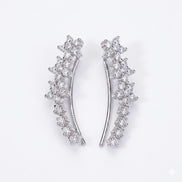 Rhodium Plated Curved Crystal Ear Cuffs