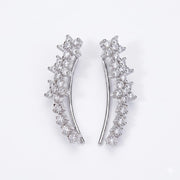 Rhodium Plated Curved Crystal Ear Cuffs