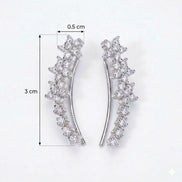 Rhodium Plated Curved Crystal Ear Cuffs