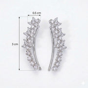 Rhodium Plated Curved Crystal Ear Cuffs