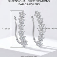Rhodium Plated Floral Cluster Crystal Ear Cuffs