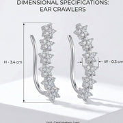 Rhodium Plated Floral Cluster Crystal Ear Cuffs