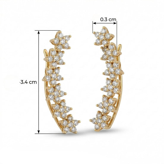 Mehendi Plated Floral Crystal Ear Cuffs