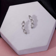 Rhodium Plated Linear Crystal Ear Cuffs
