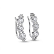 Rhodium Plated Linear Crystal Ear Cuffs