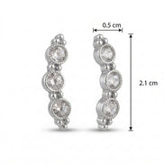Rhodium Plated Linear Crystal Ear Cuffs