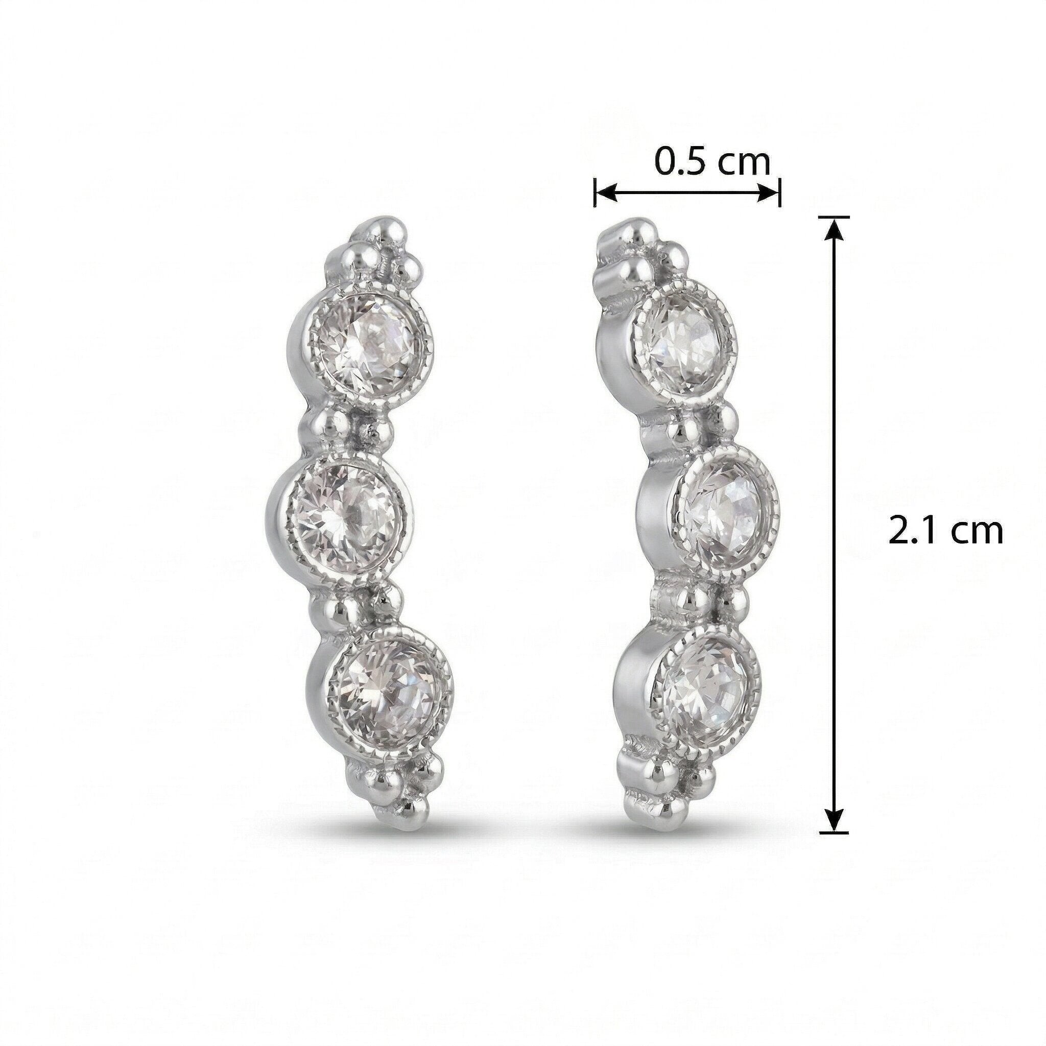 Rhodium Plated Linear Crystal Ear Cuffs