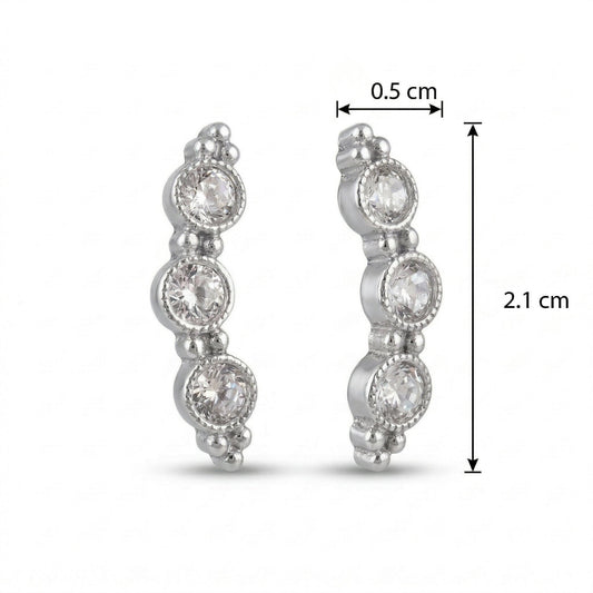 Rhodium Plated Linear Crystal Ear Cuffs