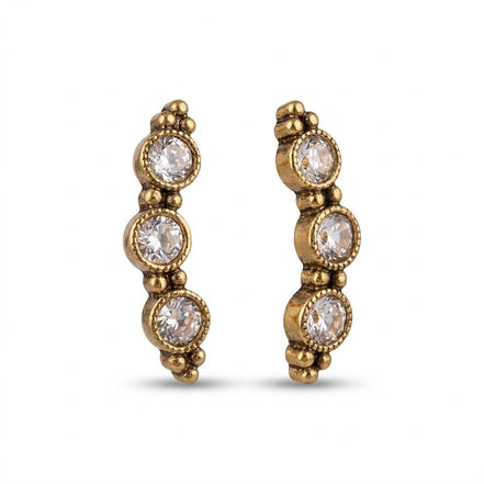 Mehendi Plated Vertical Crystal Drop Ear Cuffs