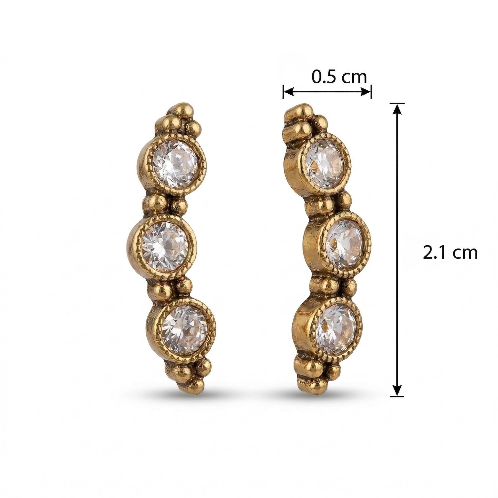 Mehendi Plated Vertical Crystal Drop Ear Cuffs