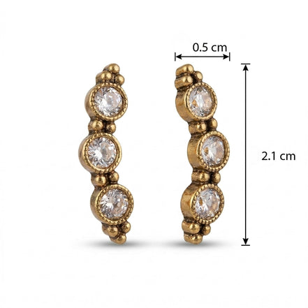 Mehendi Plated Vertical Crystal Drop Ear Cuffs