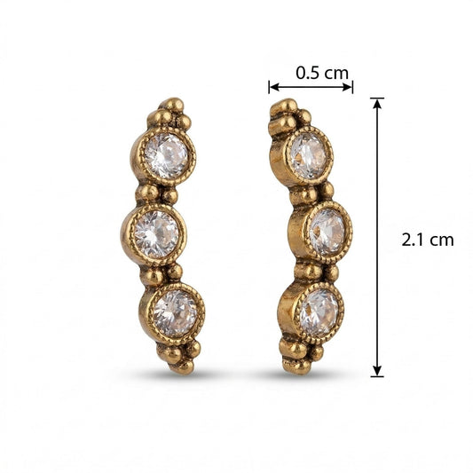Mehendi Plated Vertical Crystal Drop Ear Cuffs