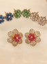 Vibrant Gemstone Floral Gleam Mehendi Plated Changeable Earrings