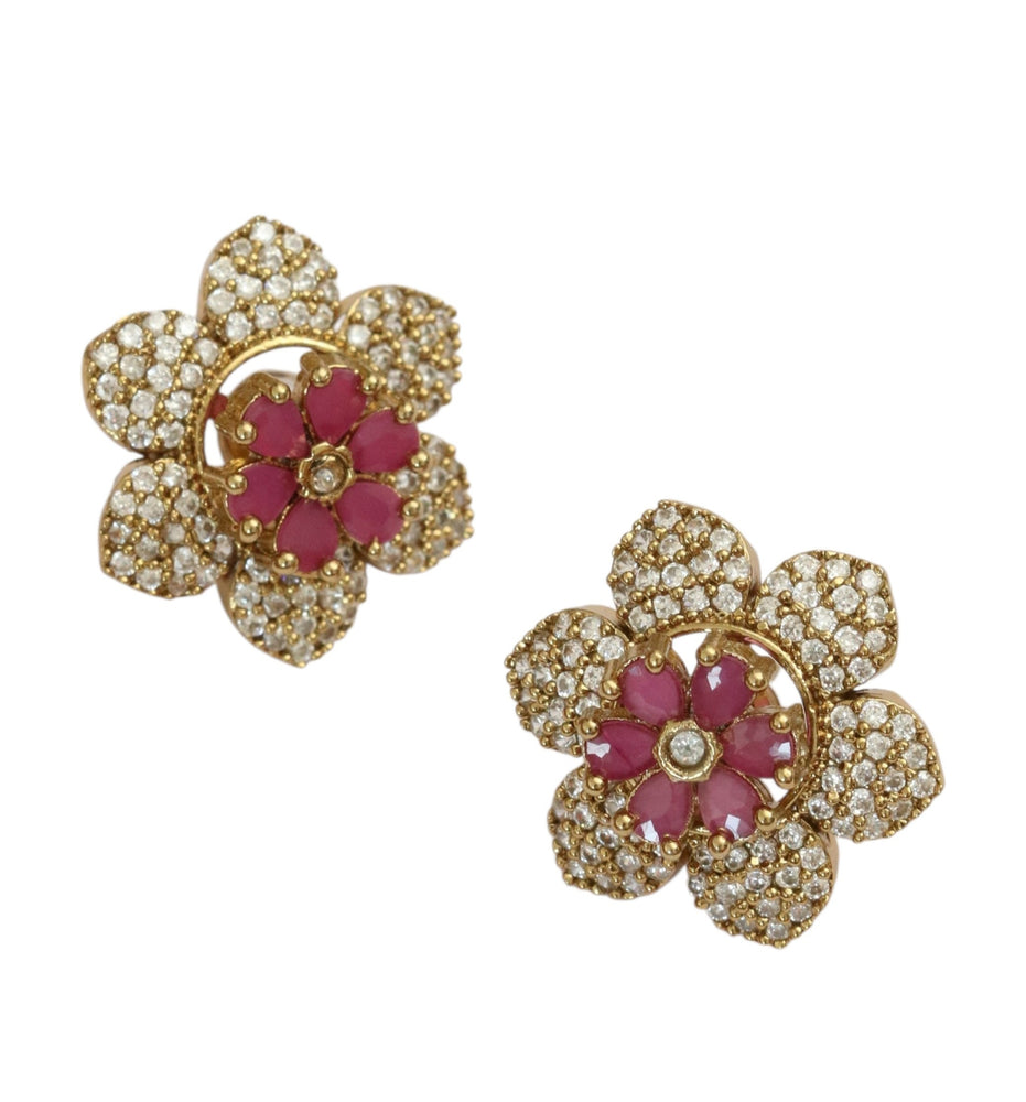 Vibrant Gemstone Floral Gleam Mehendi Plated Changeable Earrings