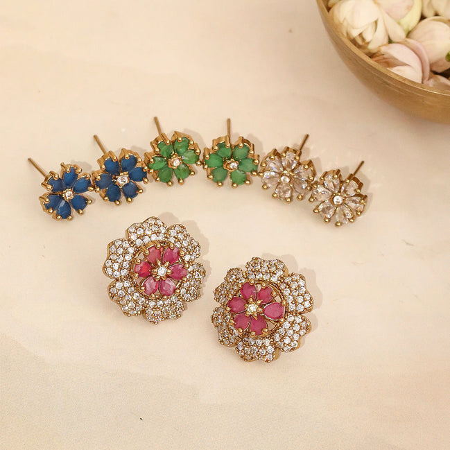 Floral Enchanted Mehendi Plated Changeable Earrings