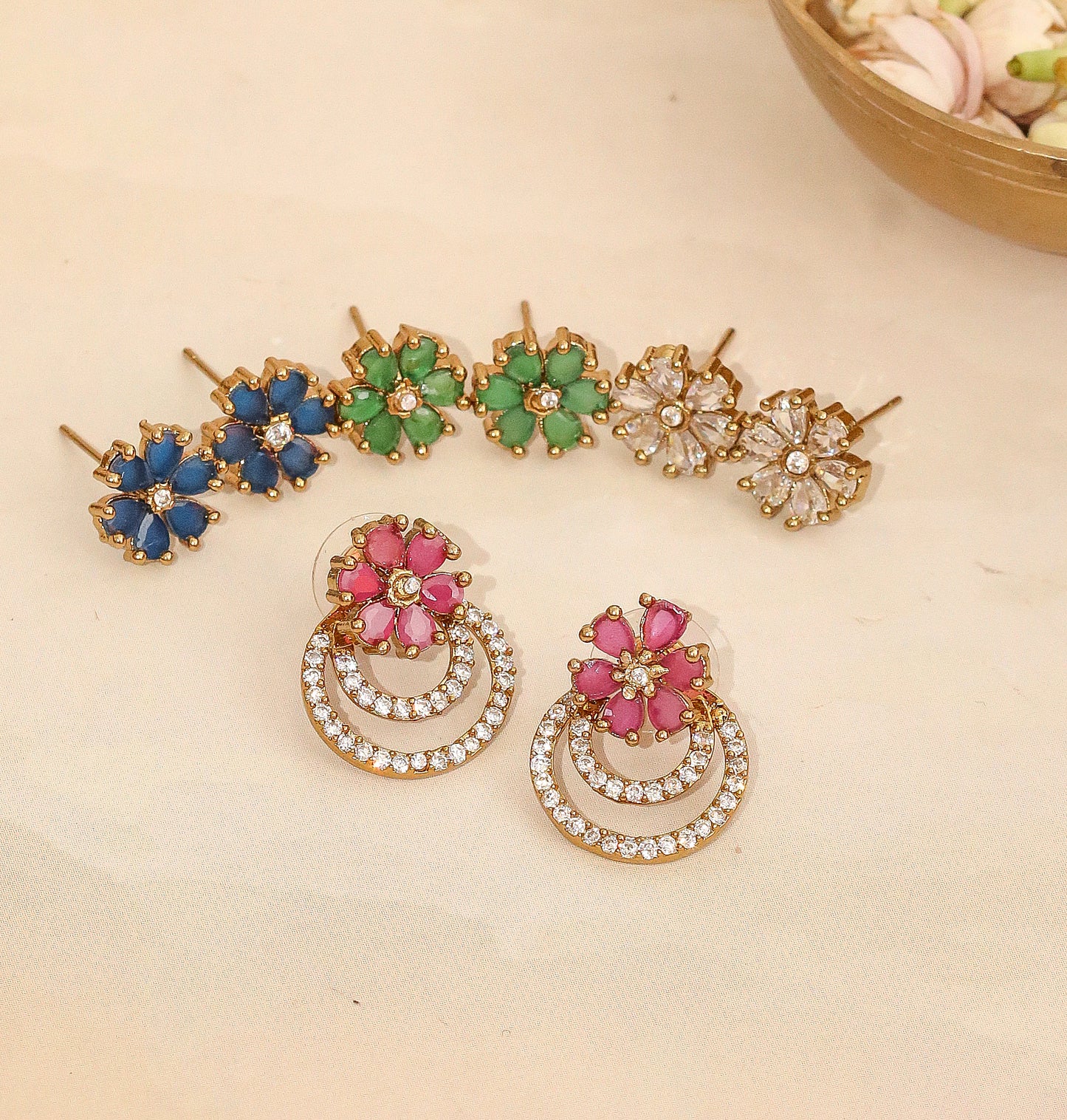 Glorious Floret Mehendi Plated Changeable Earrings