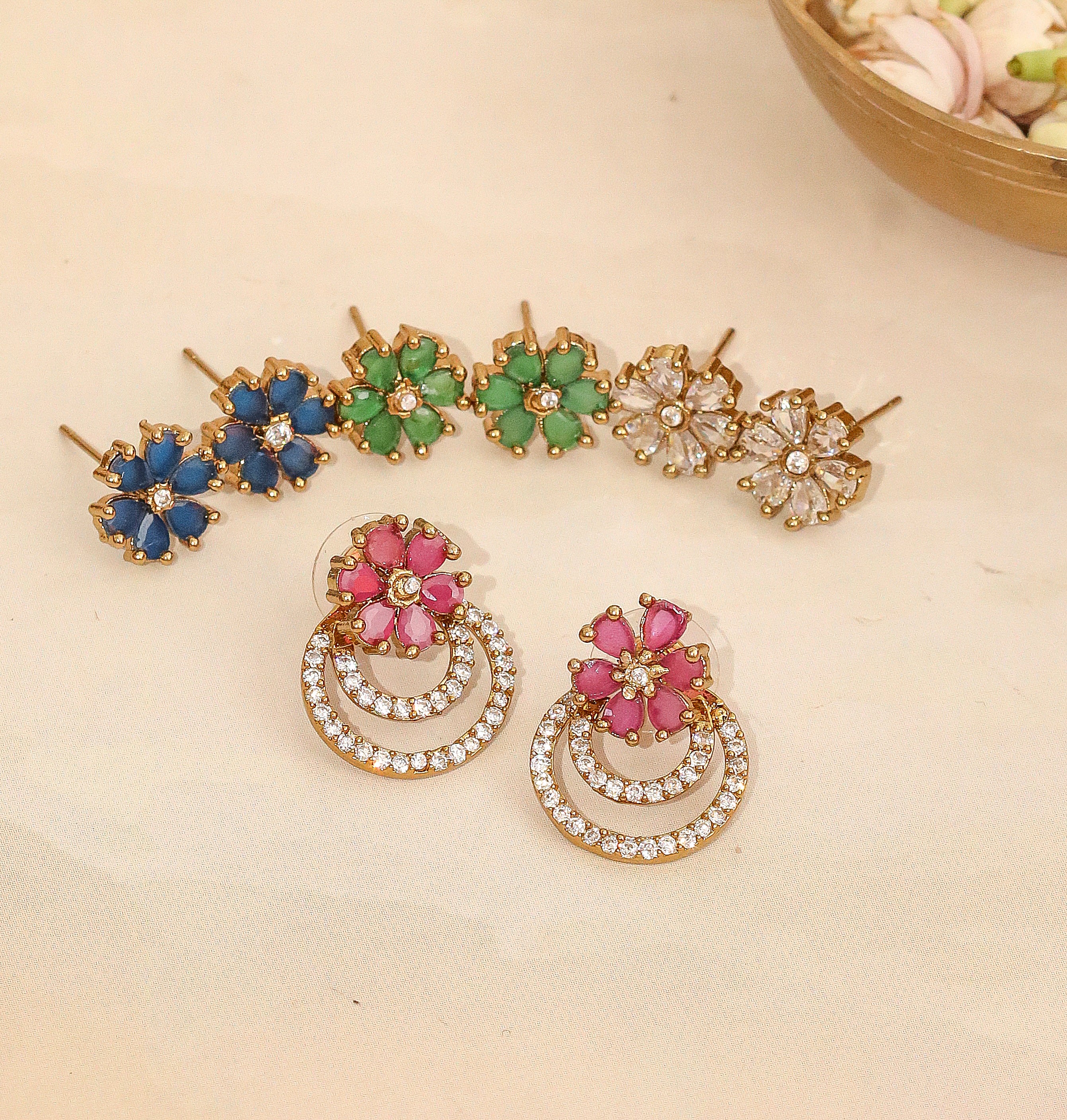 Glorious Floret Mehendi Plated Changeable Earrings