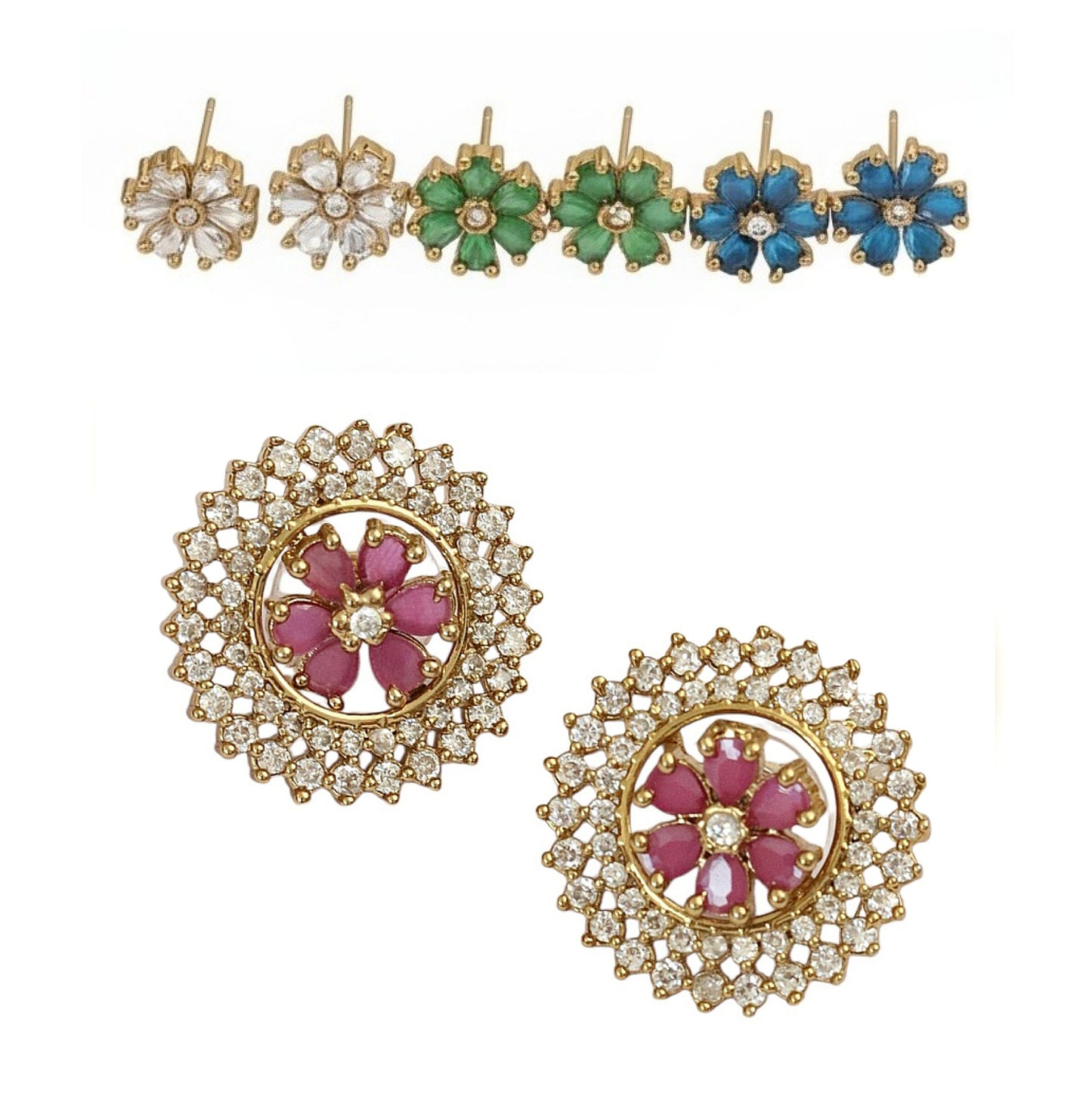 Floral Enchnated Mehendi Plated Changeable Earrings