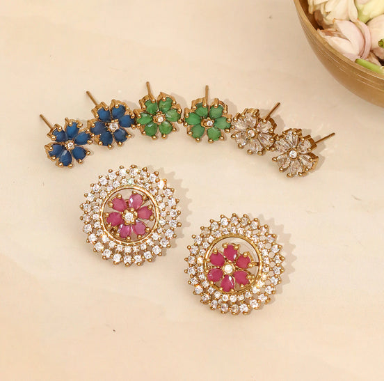 Floral Enchnated Mehendi Plated Changeable Earrings