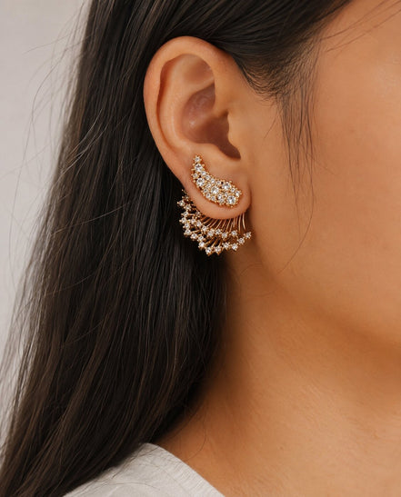 3-in-1 Wings AD Detachable Jacket Earrings